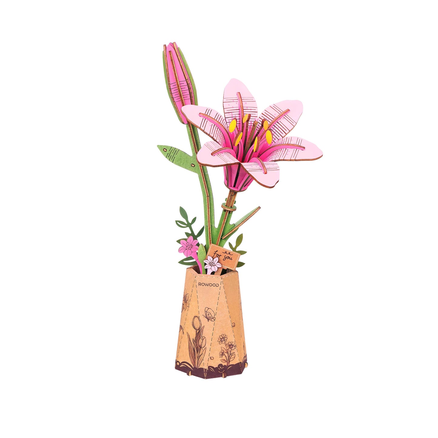 3D Wooden Flower Puzzle | Pink Lily