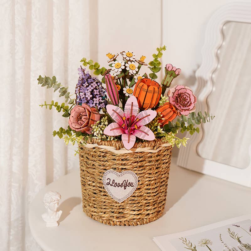 3D Wooden Flower Puzzle | Pink Lily