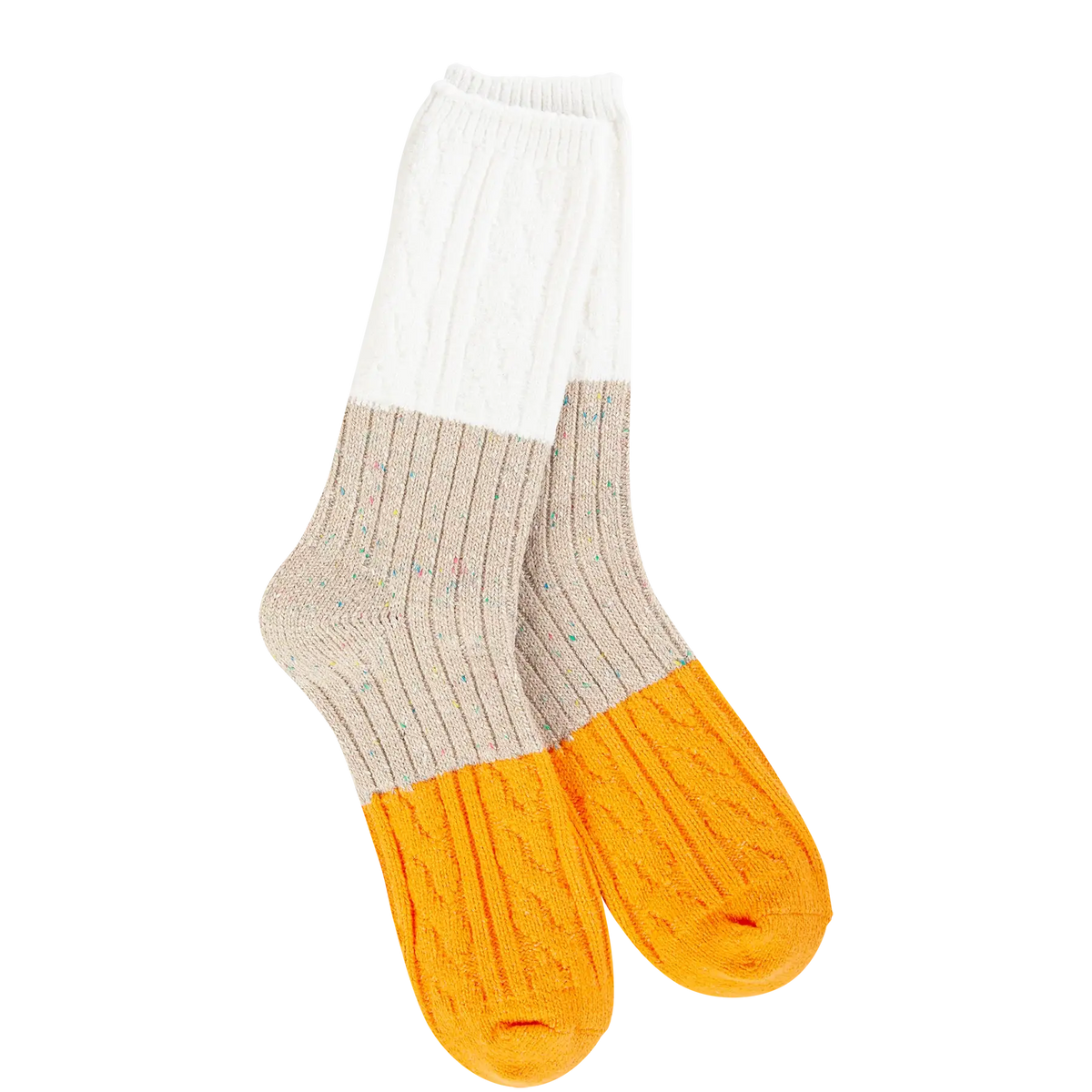 Cable Crew Taupe Multi Socks
