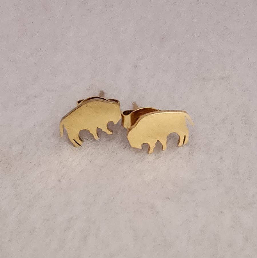 Gold Stainless Steel Buffalo Studs