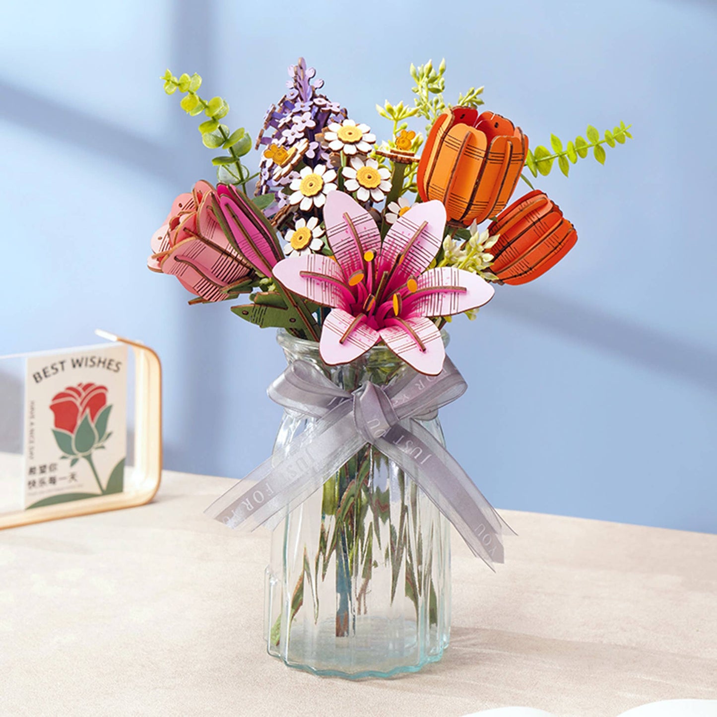 3D Wooden Flower Puzzle | Pink Lily