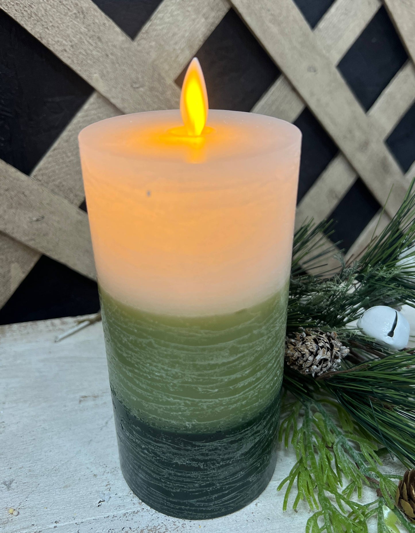 Ombre Green Flameless Candle