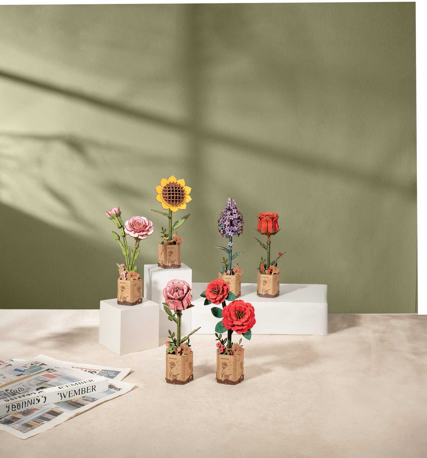 3D Wooden Flower Puzzle| Red Camellia