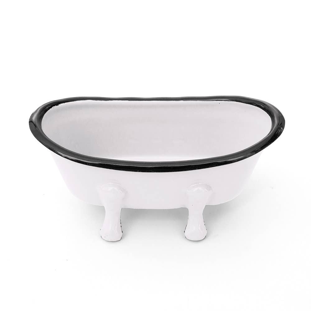 Farmhouse White Metal Bathtub Soap Dish