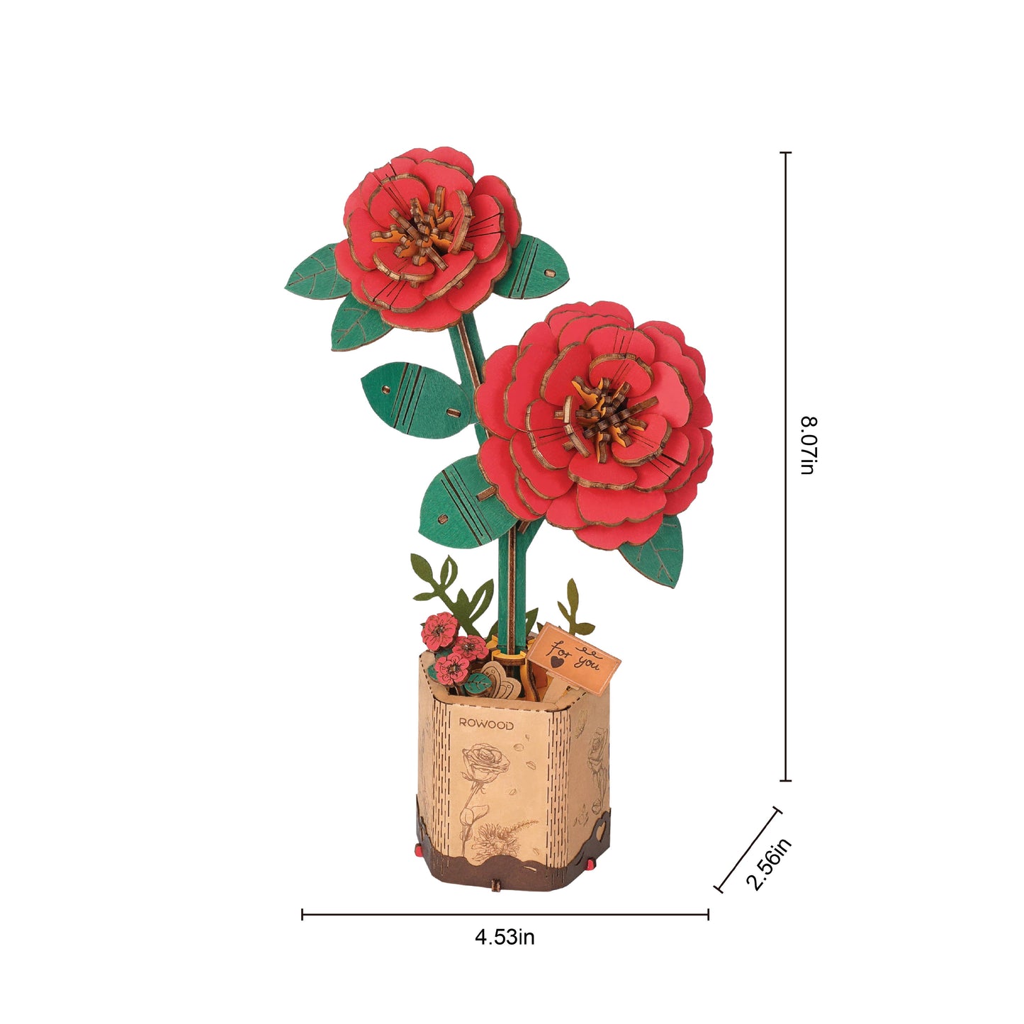 3D Wooden Flower Puzzle| Red Camellia