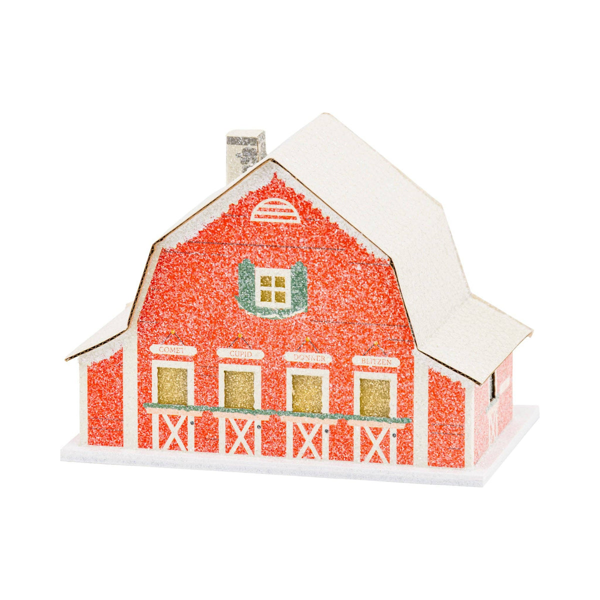 Red Reindeer Barn Light Up Christmas Village House