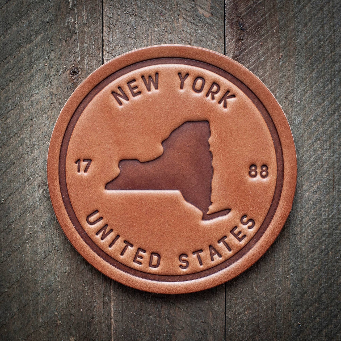 New York State Leather Coaster