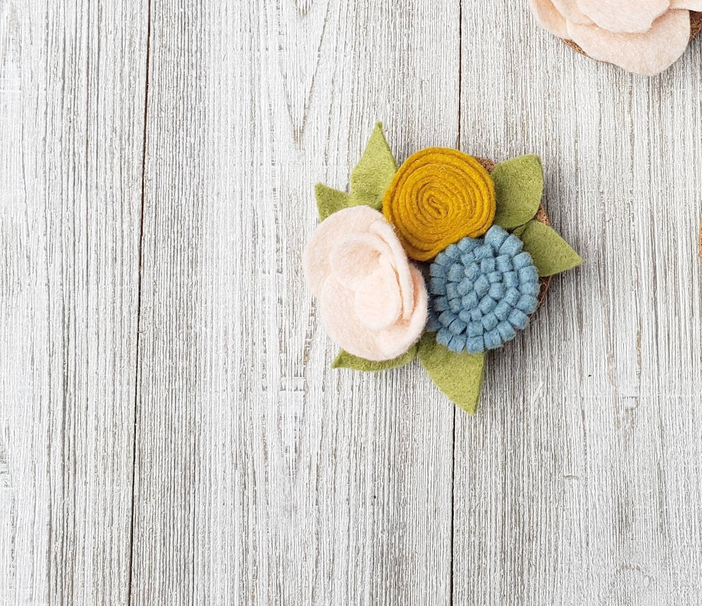 Set of 3 Felt Flower Magnets