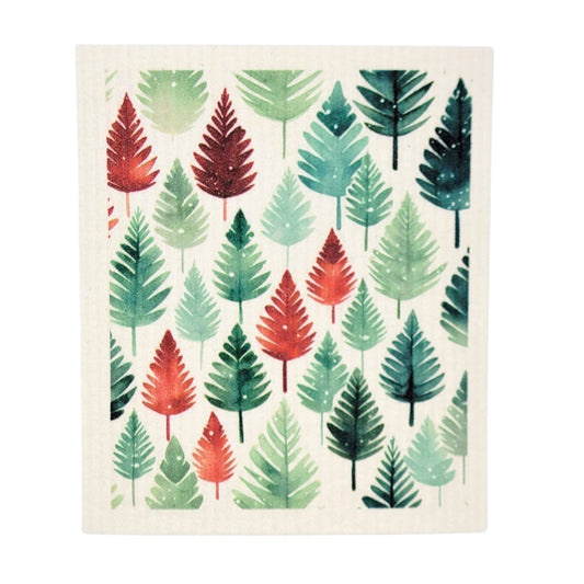 Christmas Tree Watercolor Swedish Dishcloth