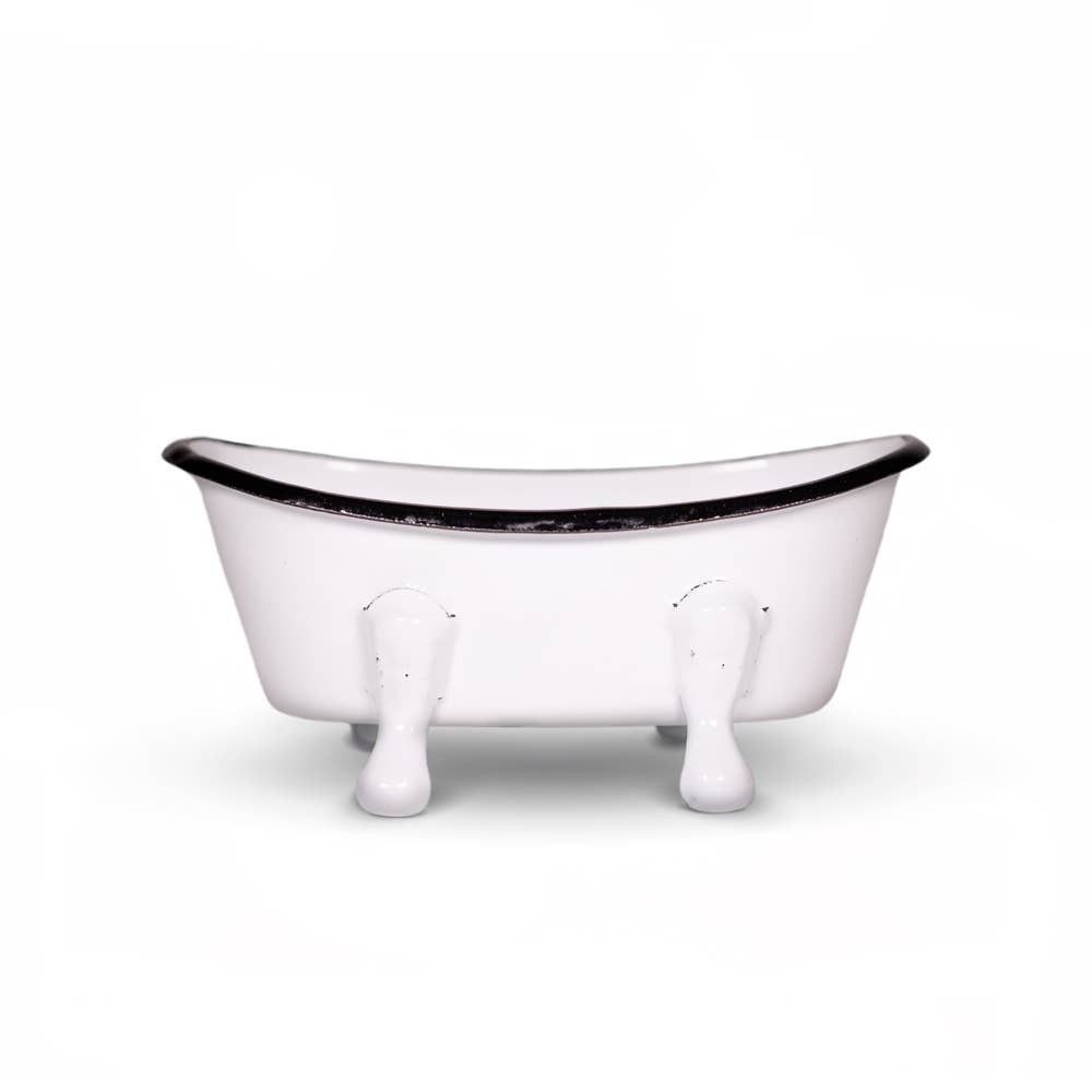 Farmhouse White Metal Bathtub Soap Dish