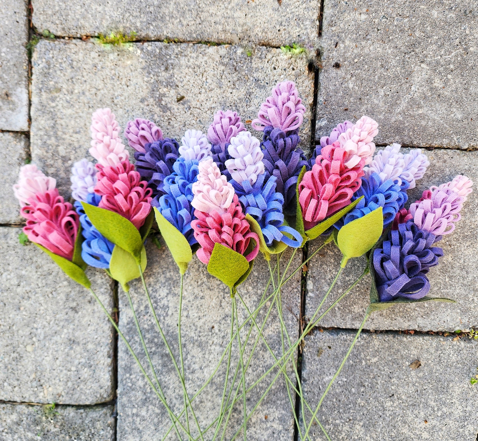 Lupine Felt Flower Wire Stem Felt Lupine Flower Vase Decor Wool Felt  Flowers 