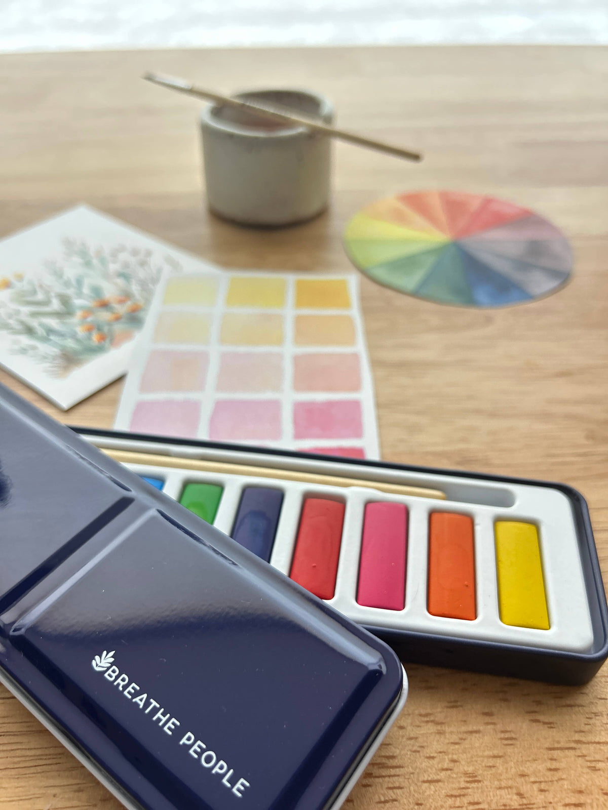 Watercolor Set w/ Wood Paintbrush