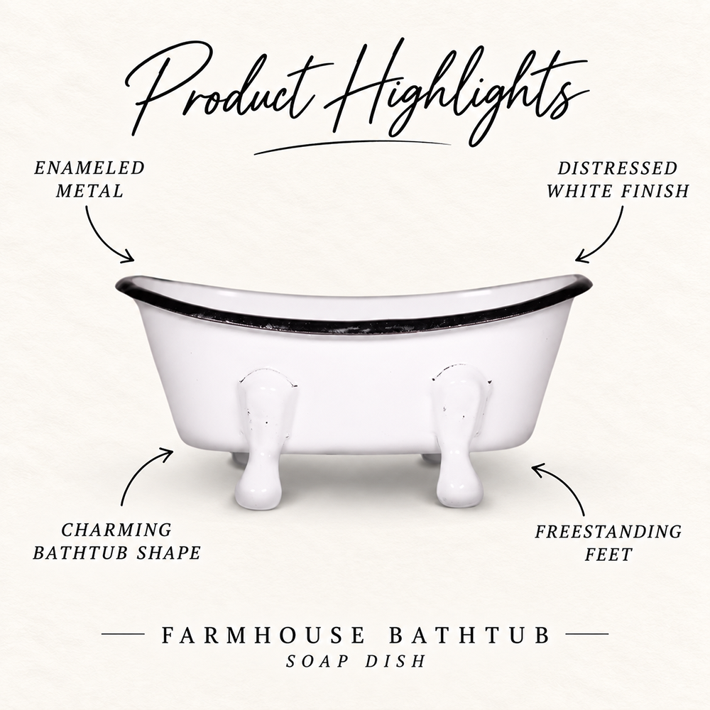 Farmhouse White Metal Bathtub Soap Dish