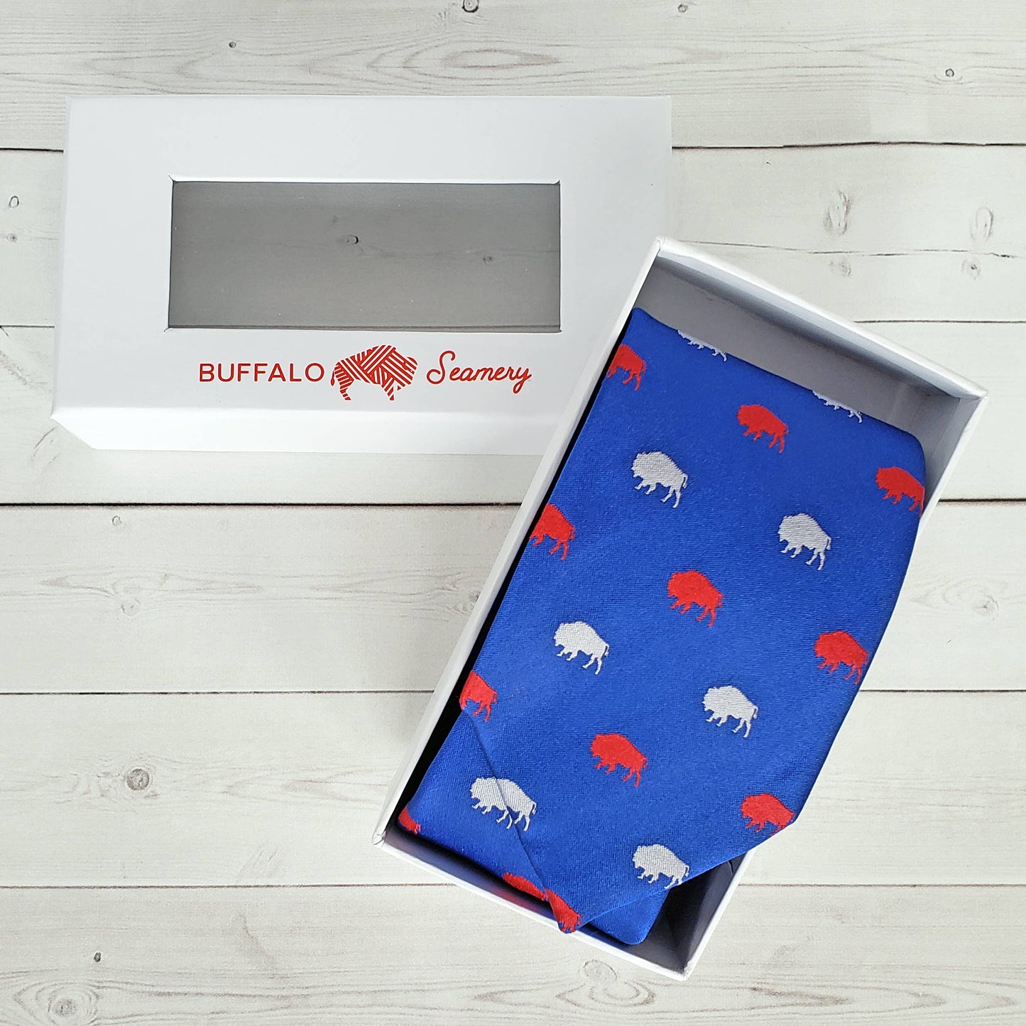Blue And Red Buffalo Neck Tie
