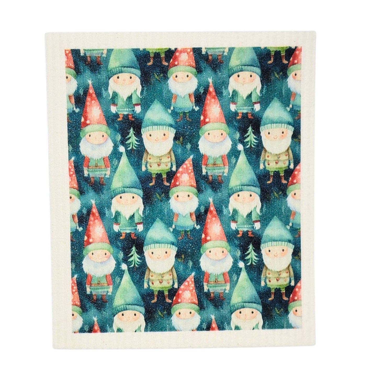 Christmas Gnomes Swedish Dishcloth