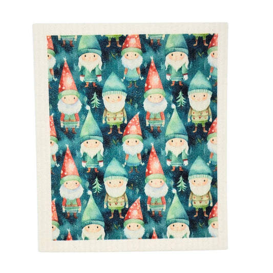 Christmas Gnomes Swedish Dishcloth