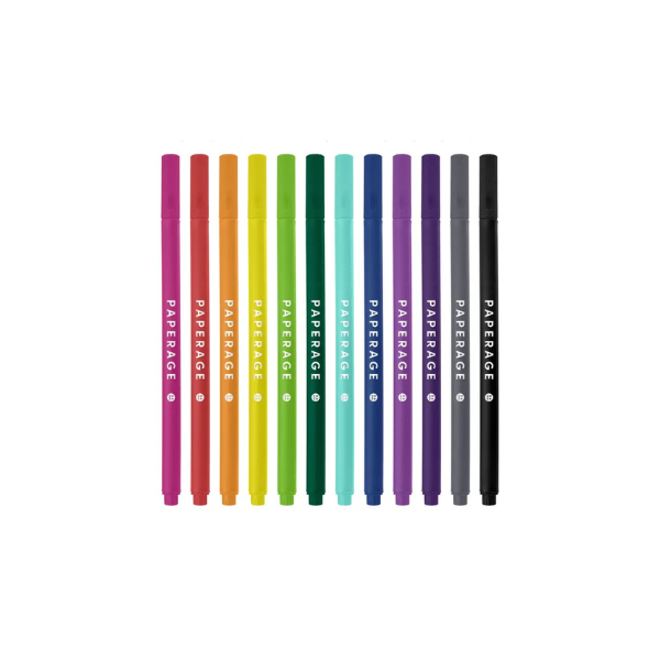 12 Pack Felt Tip Fine Line Marker Pens | Bright