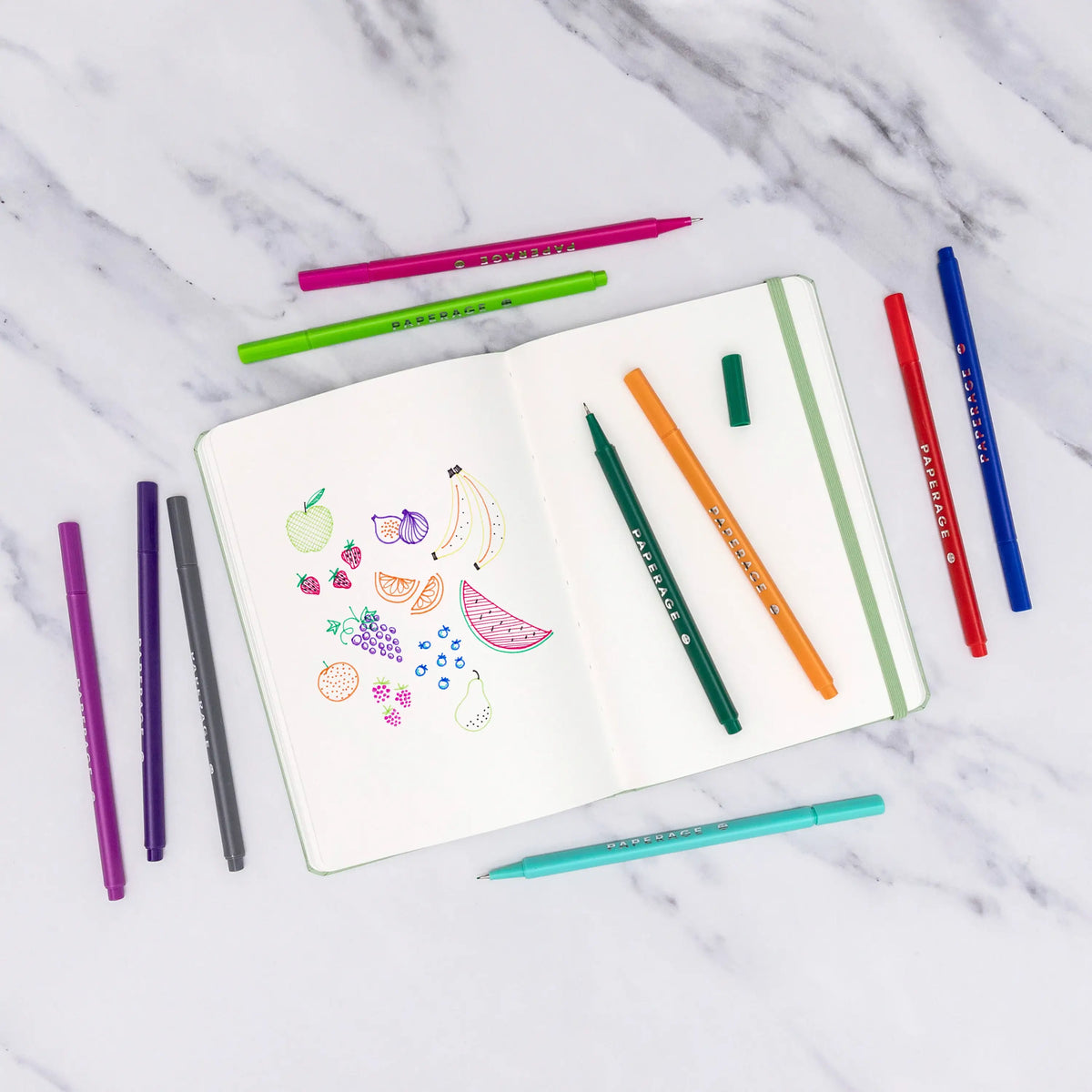 12 Pack Felt Tip Fine Line Marker Pens | Bright