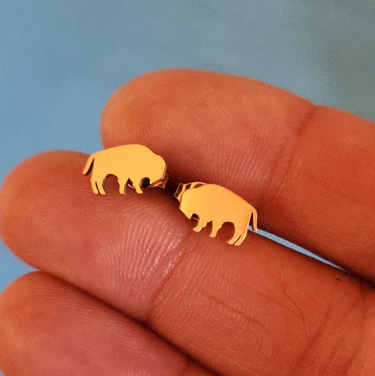 Gold Stainless Steel Buffalo Studs