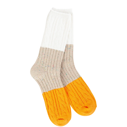 Cable Crew Taupe Multi Socks