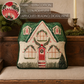 Christmas Cottage Shaped Pillow Beaded