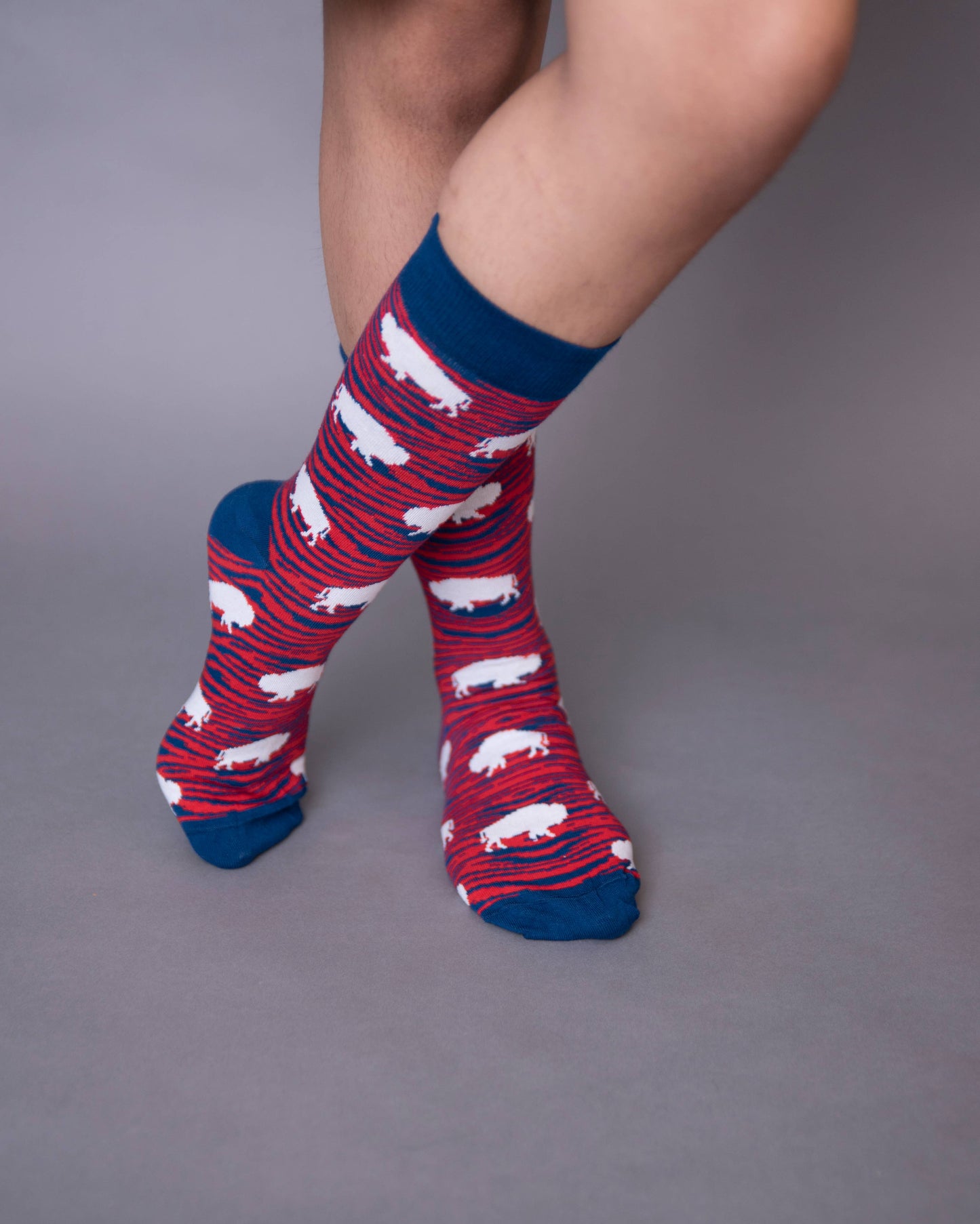 Red And Blue Zebra Buffalo Socks