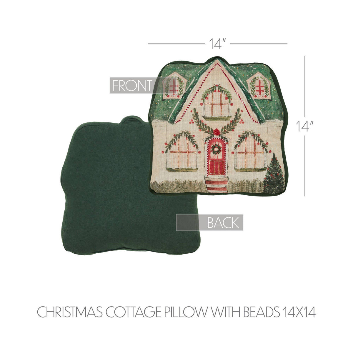 Christmas Cottage Shaped Pillow Beaded