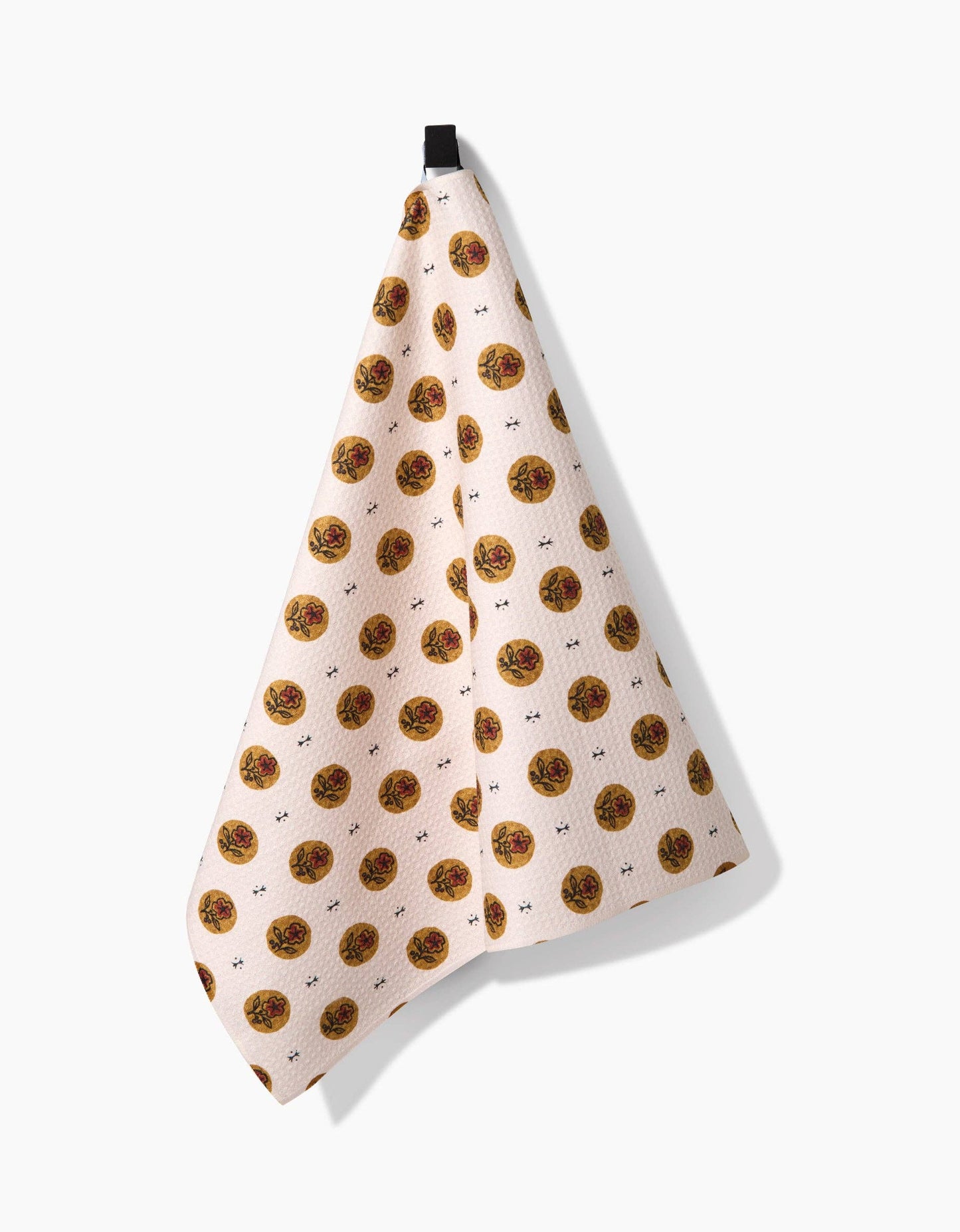 Artisanal Floral Cream Dishtowel
