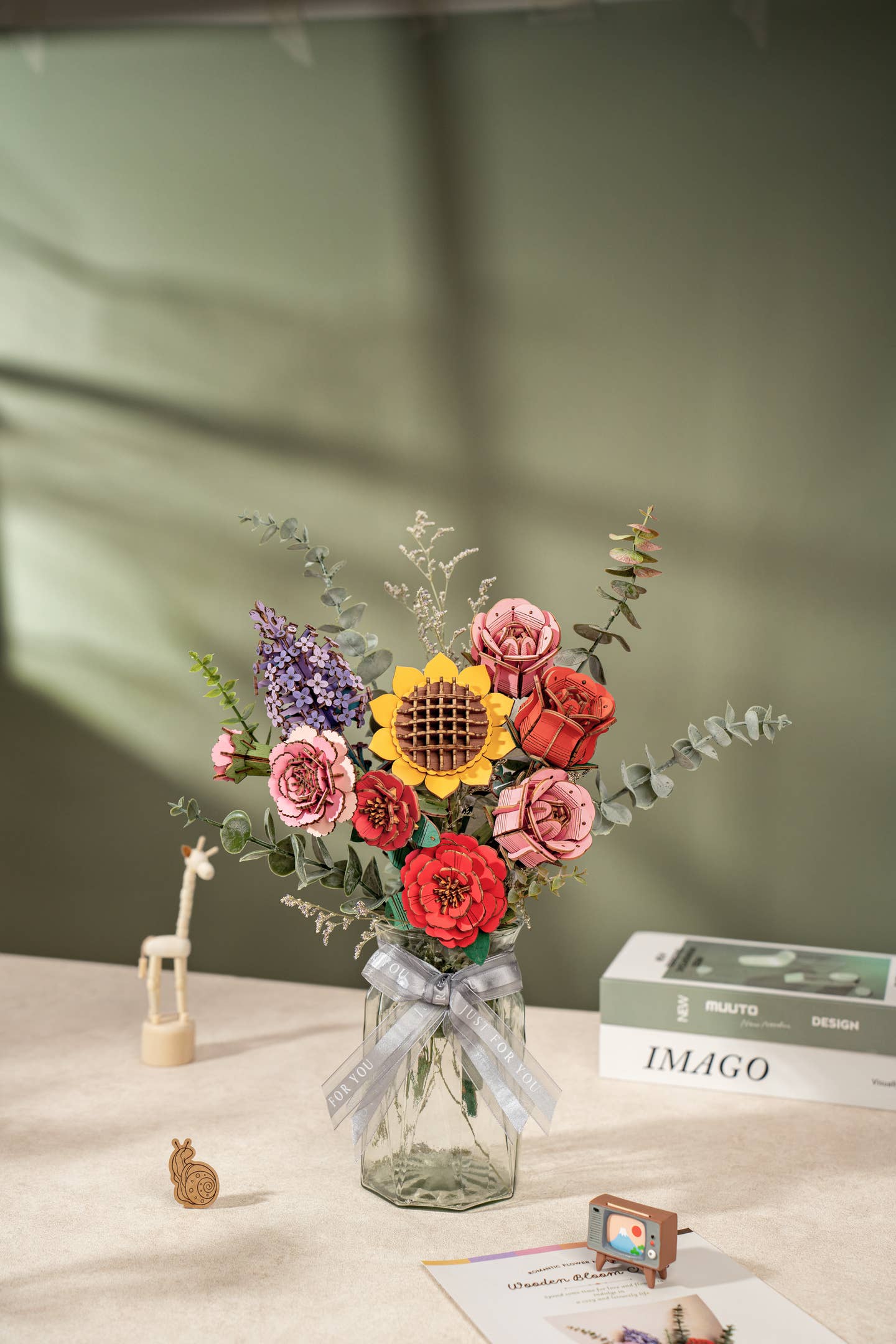 3D Wooden Flower Puzzle| Red Camellia