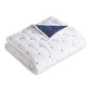 Embroidered Swiss Dot Navy Quilted Throw