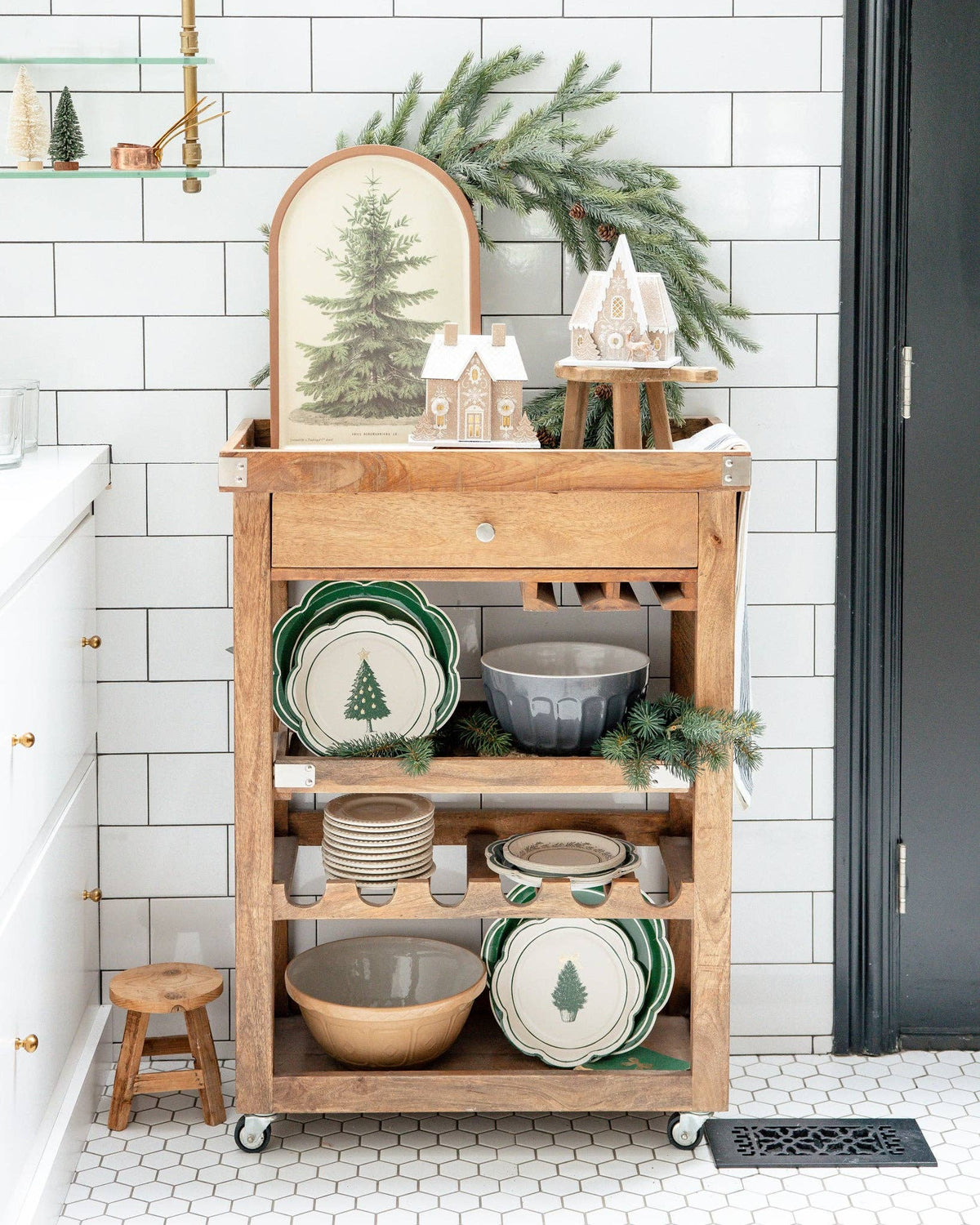 Vintage Evergreen Arch Bamboo Tray