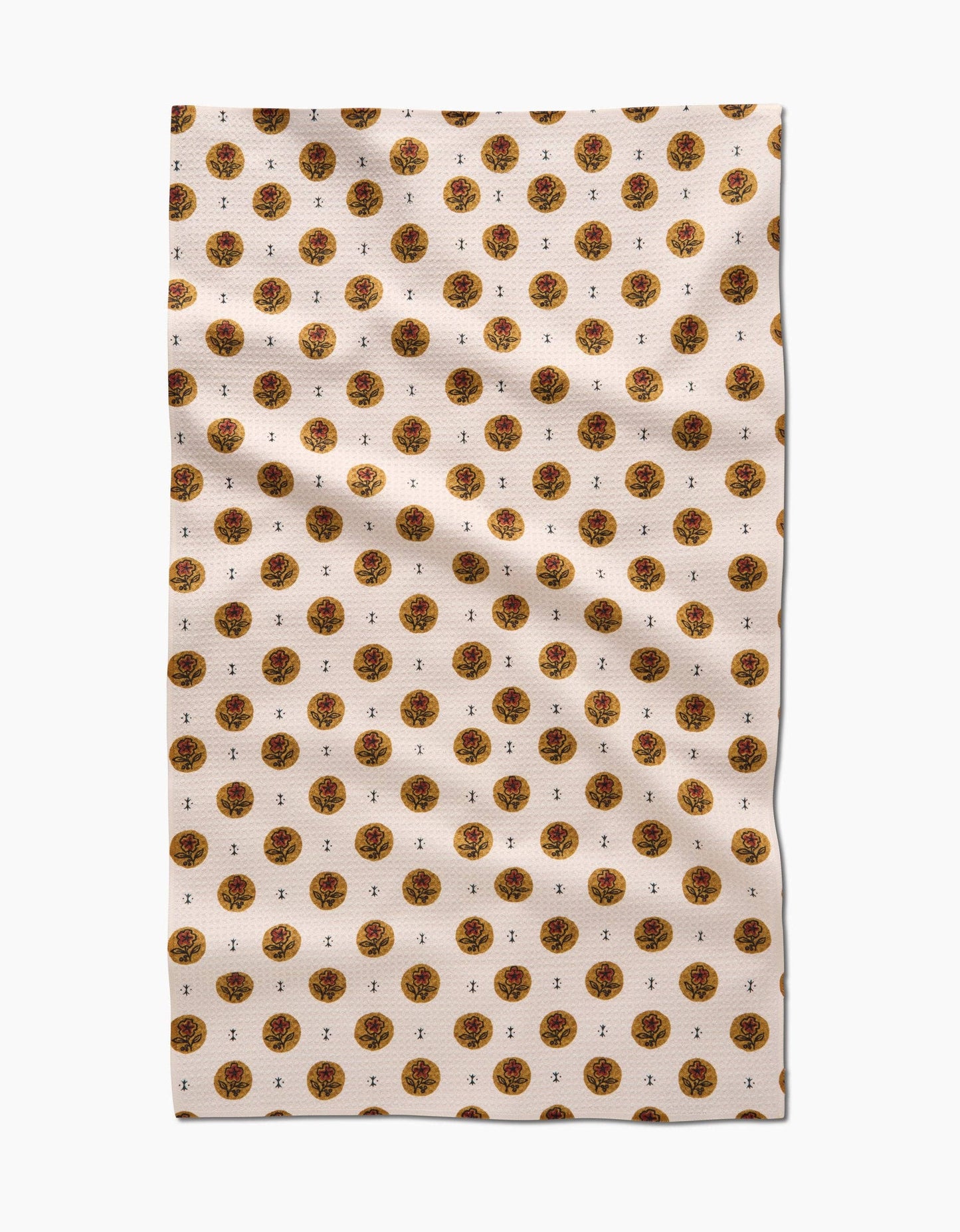 Artisanal Floral Cream Dishtowel