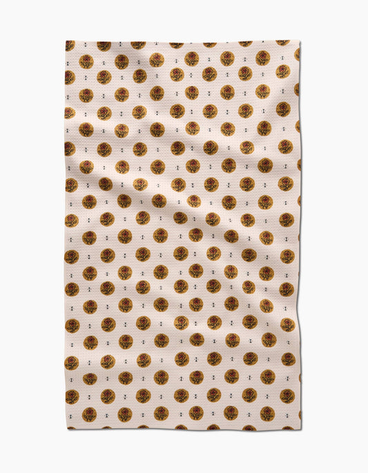 Artisanal Floral Cream Dishtowel