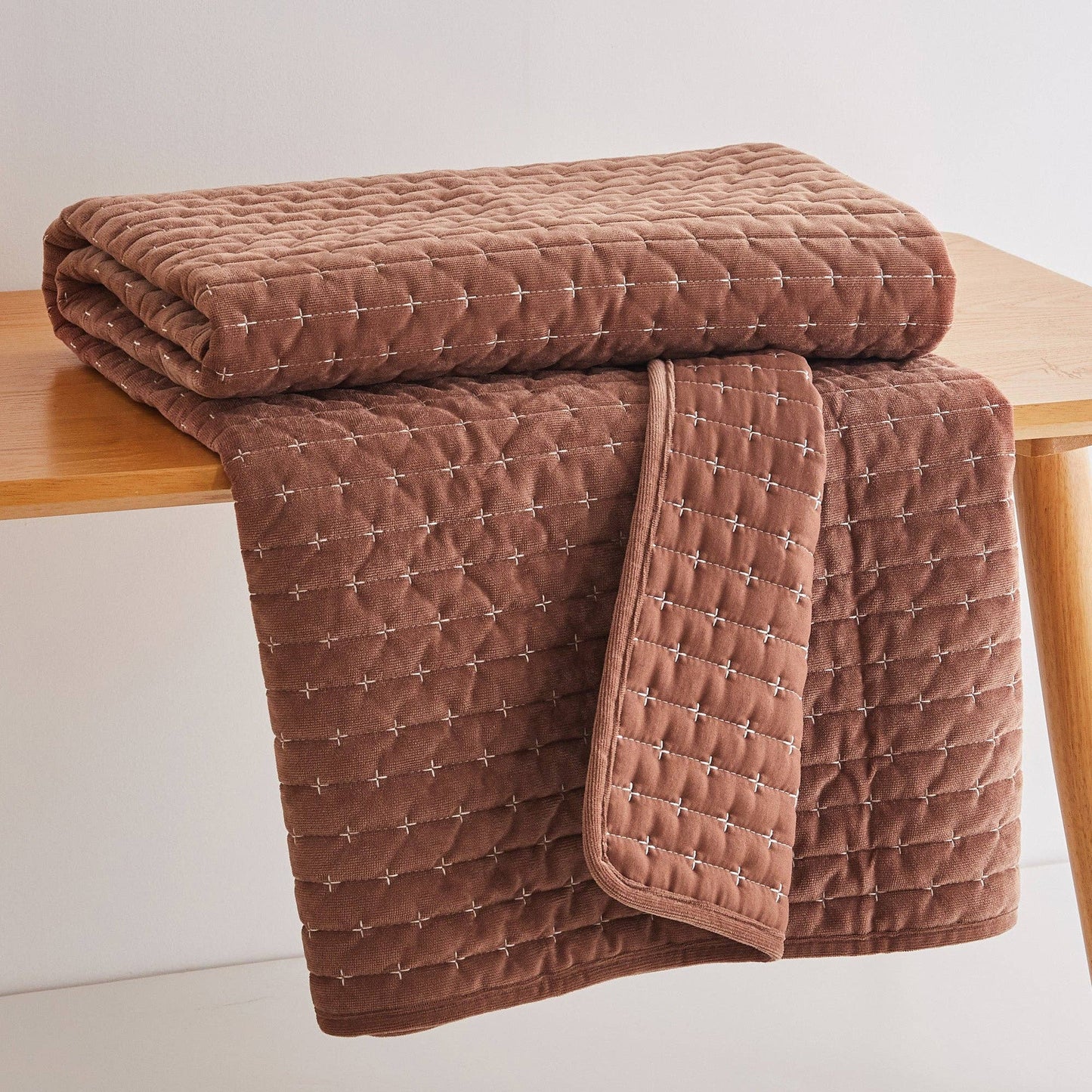 Velvet Stitch Quilted Throw Blanket