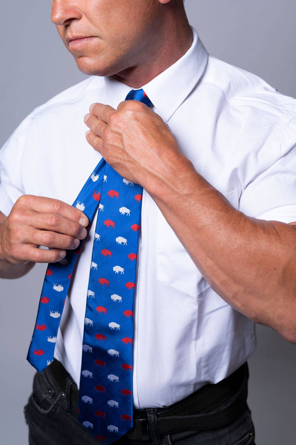 Blue And Red Buffalo Neck Tie