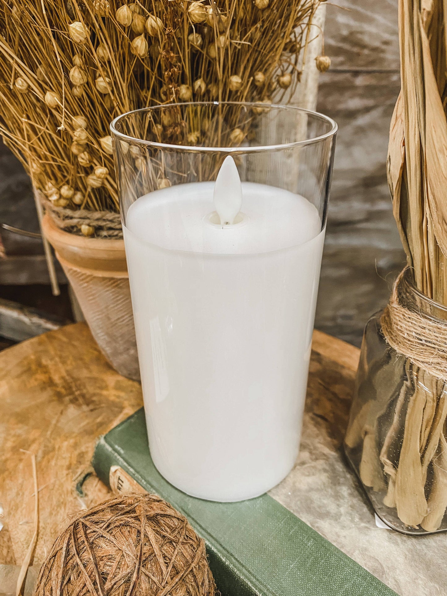 Clear Glass Moving Flame LED Candle