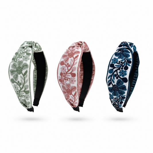 French Floral Embroidered Headband