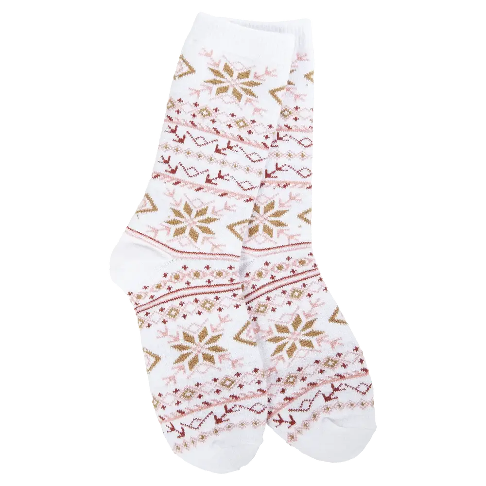 Fair Isle White Mini Crew Socks