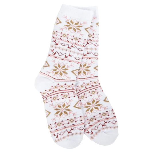 Fair Isle White Mini Crew Socks