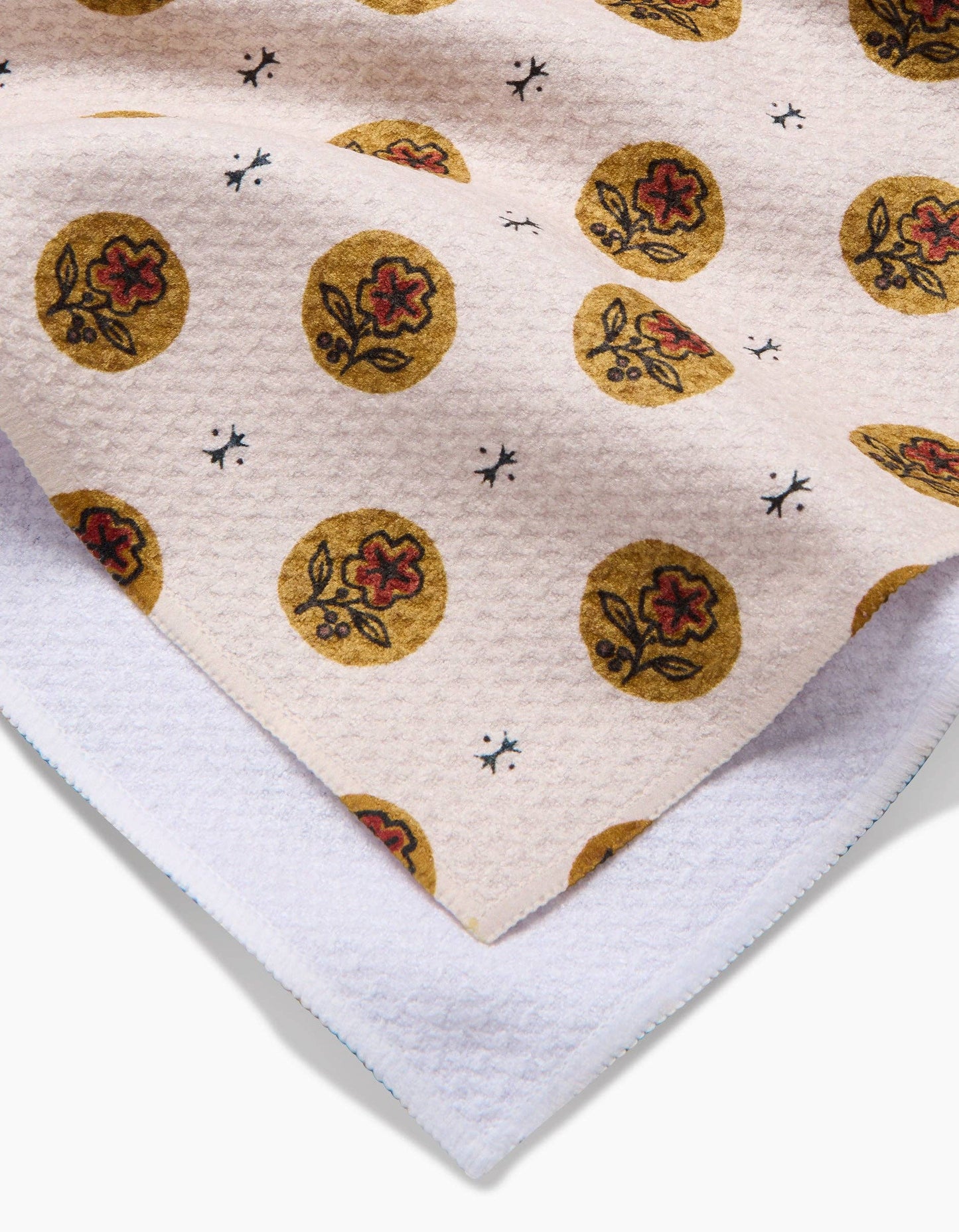 Artisanal Floral Cream Dishtowel