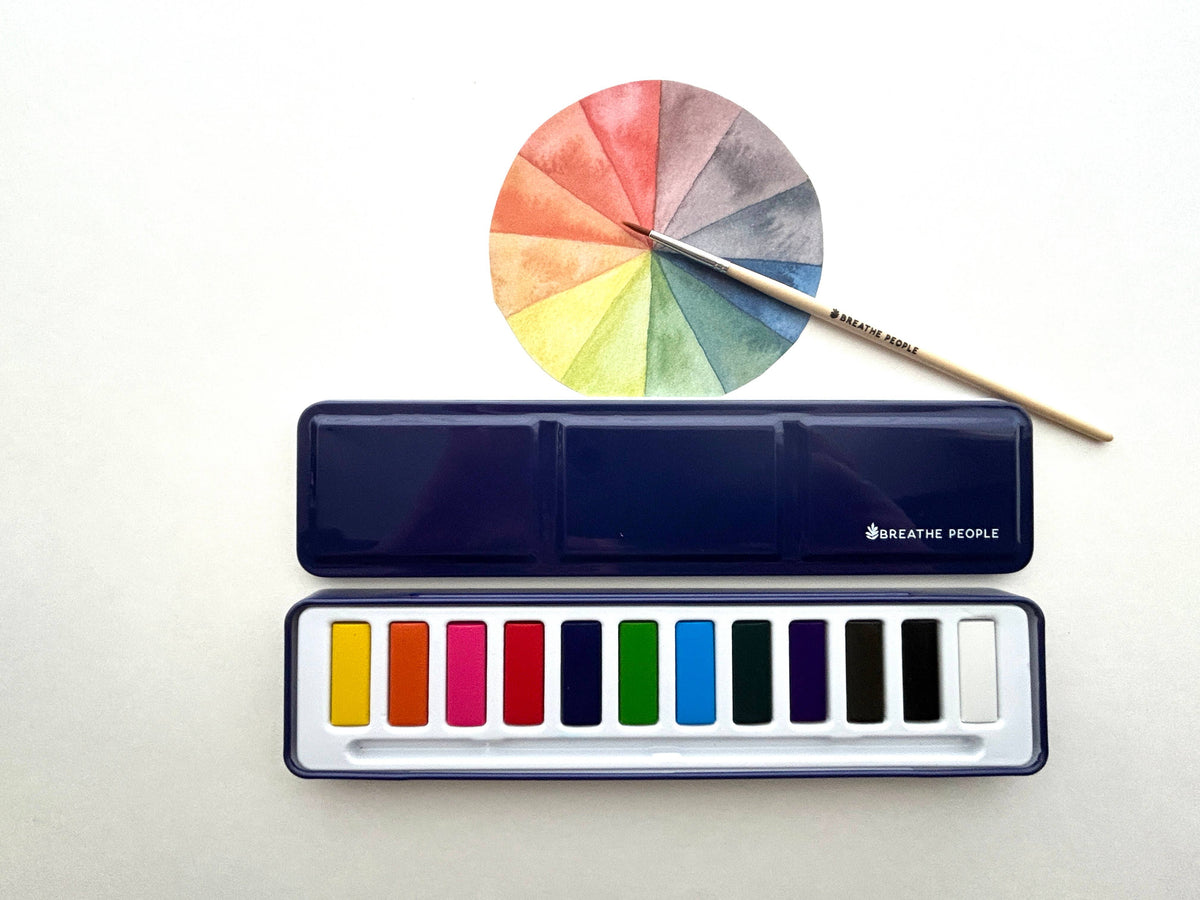 Watercolor Set w/ Wood Paintbrush