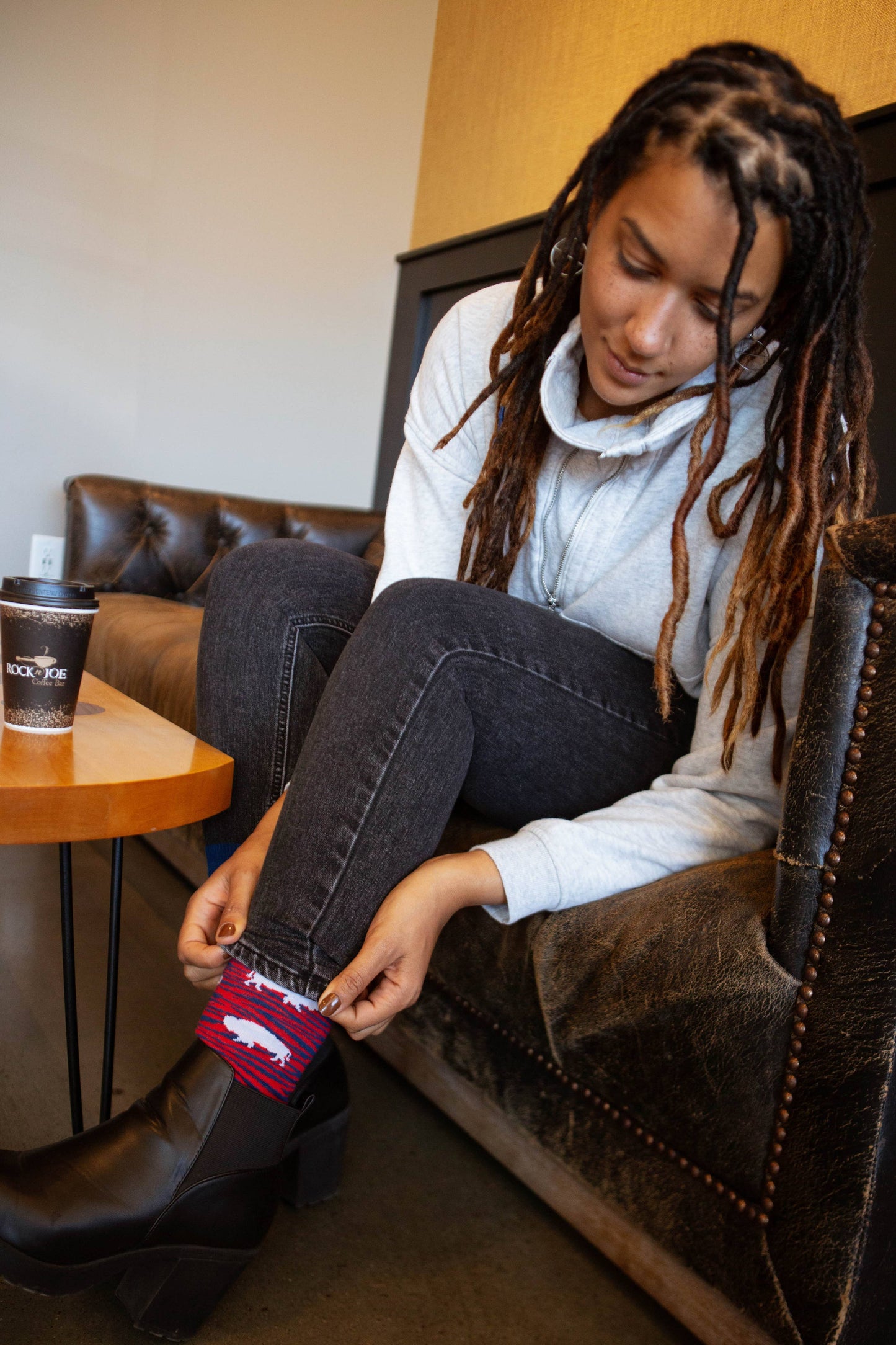 Red And Blue Zebra Buffalo Socks