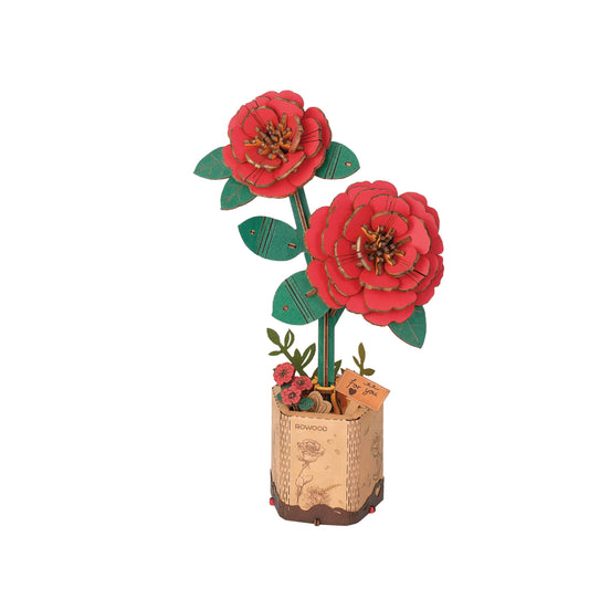 3D Wooden Flower Puzzle| Red Camellia
