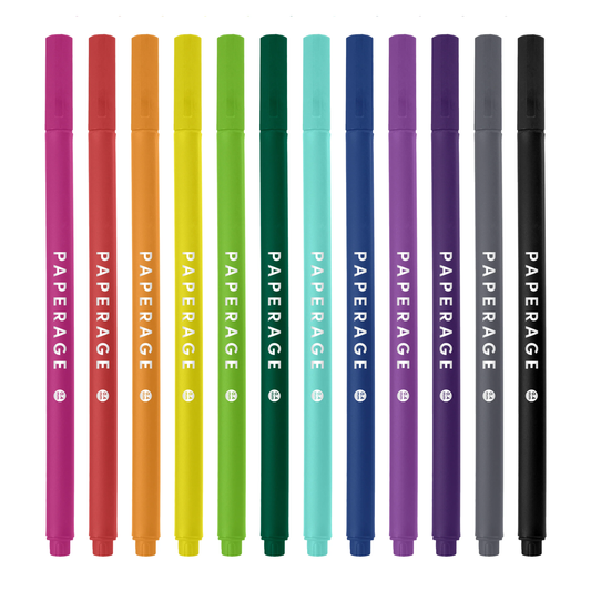 12 Pack Felt Tip Fine Line Marker Pens | Bright