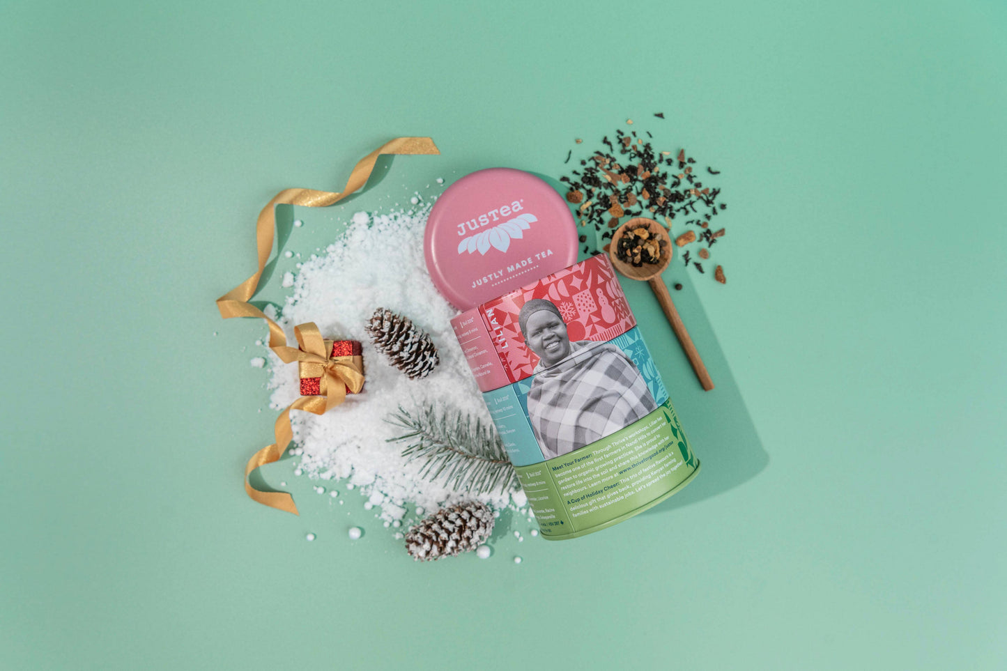 Holiday Trio Loose Leaf Tea Tin & Spoon