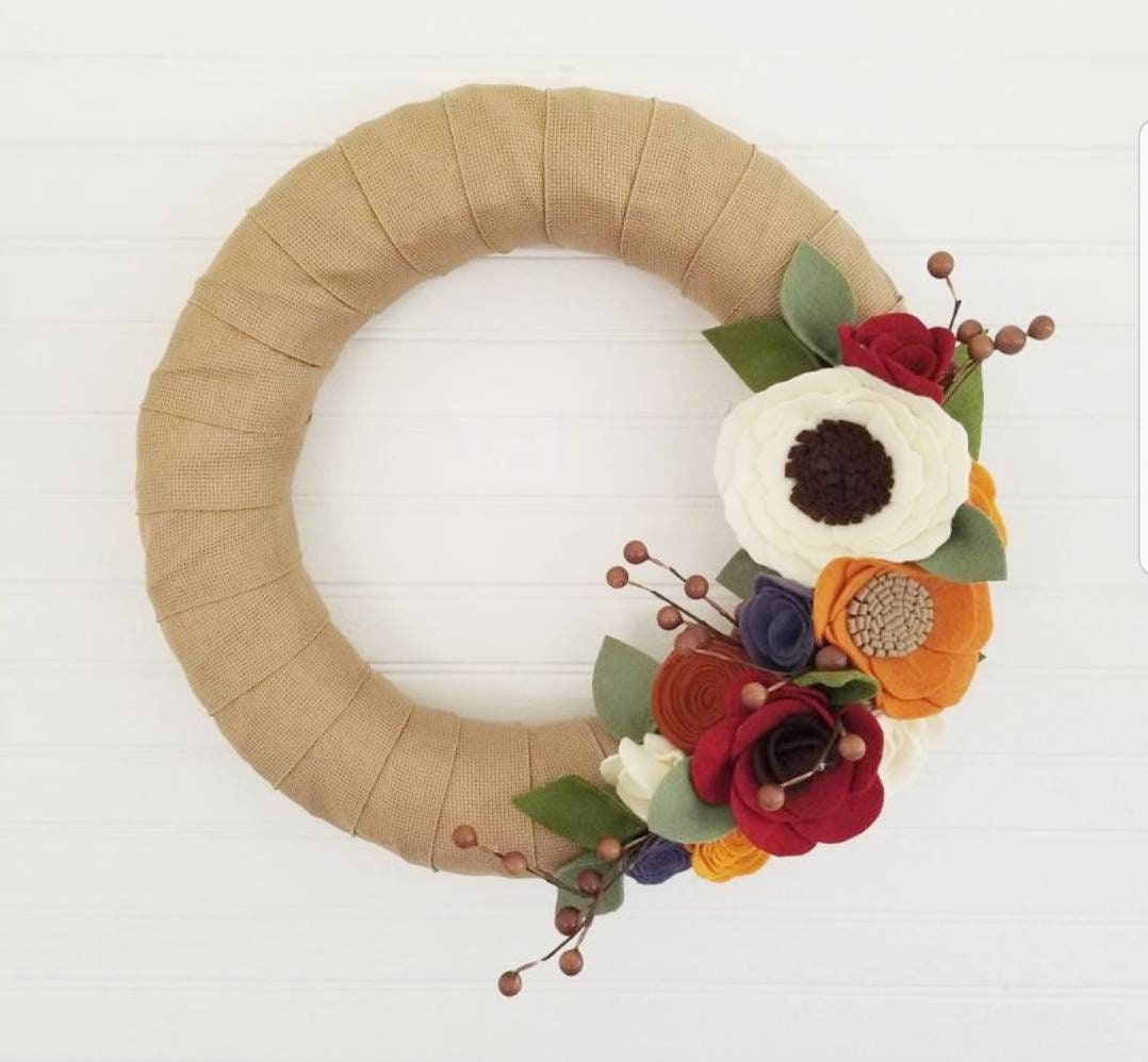 Burlap Wildflower Wreath