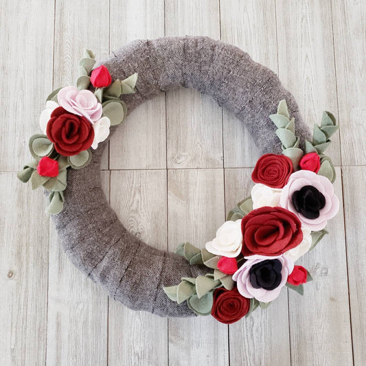 Grey Herringbone Wreath