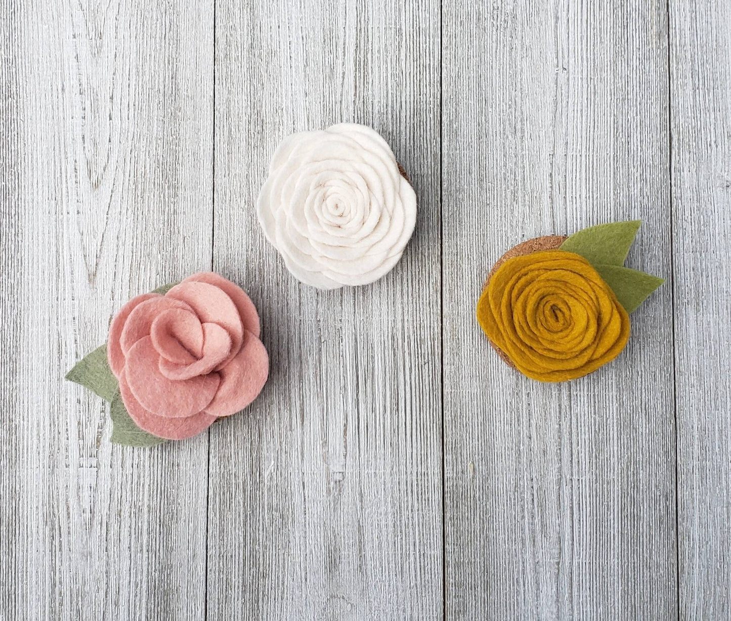 Set of 3 Felt Flower Magnets