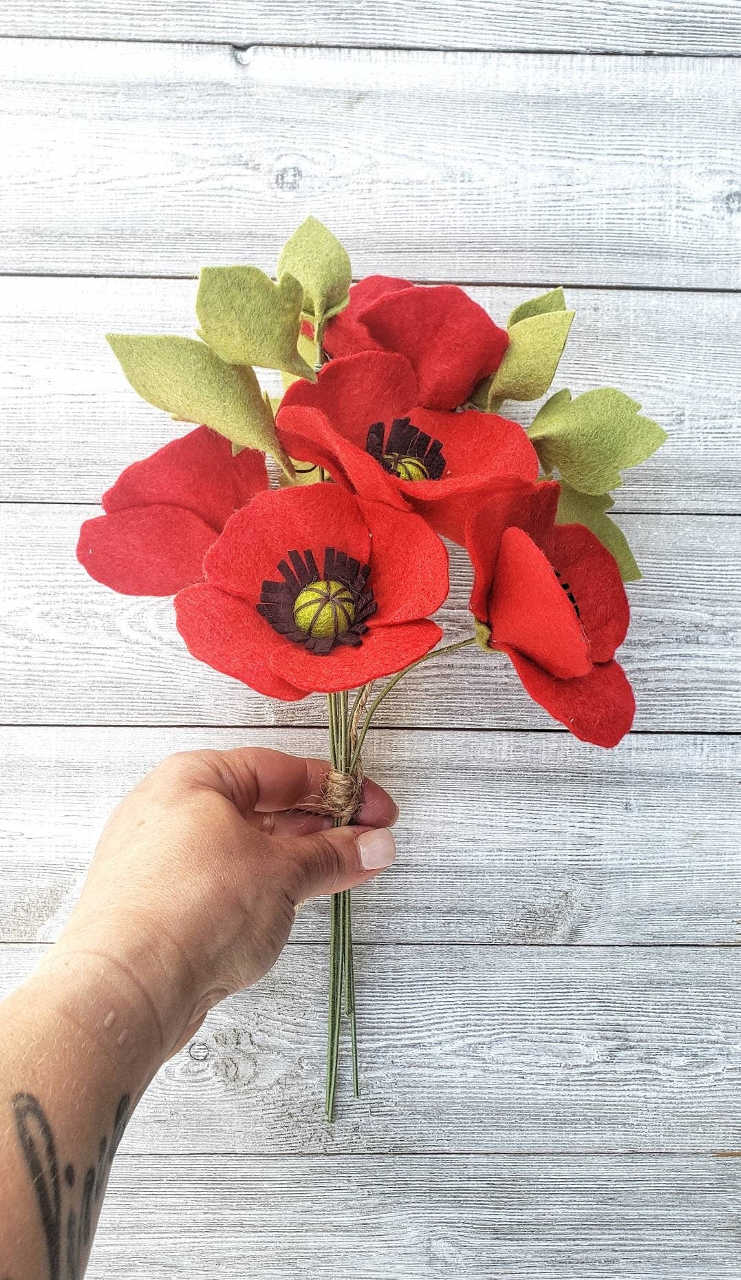 Poppies and Berries Felt Flower Bouquet — The DIME Store
